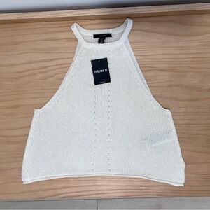 NWT Womene's Forever 21 White Loose Knit Tank Size S